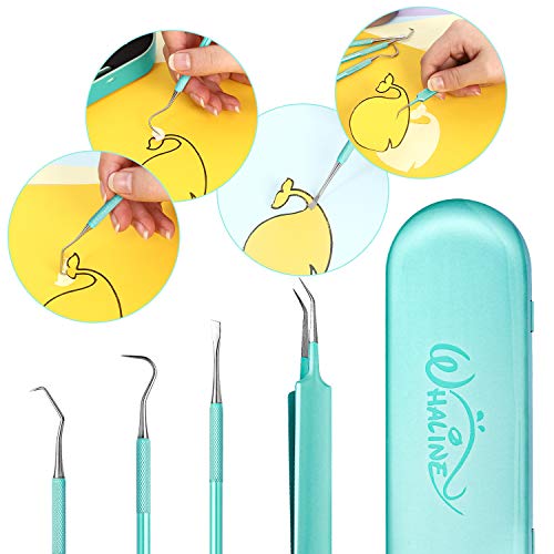 Whaline Weeding Vinyl Tools 4 Pieces Precision Stainless Steel Cricut Weeder Tool with Case Vinyl Craft Paper Craft Tool Kit for Silhouettes Cameos Whaline