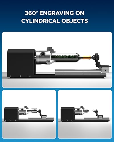 OMTech Rotary Cutter and Engraver Attachment with 3-Jaw Chuck and 2-Phase Stepper Motor for 50W 60W 80W 100W 130W CO2 Laser Engraving Machines Rotary - WoodArtSupply