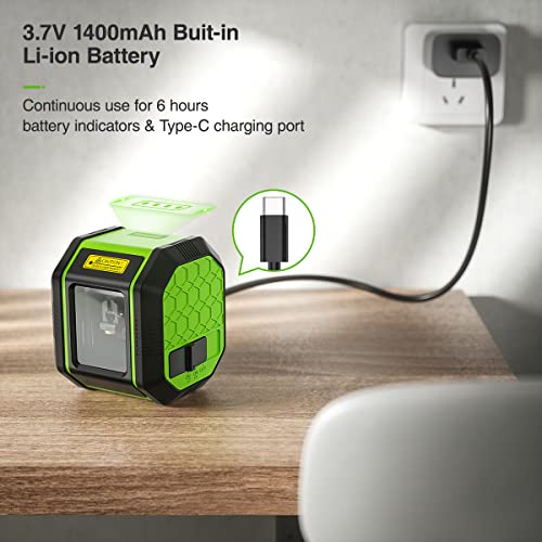 Huepar 3D 360 Cross Line Self leveling Laser Level Green Beam with Type-C  port