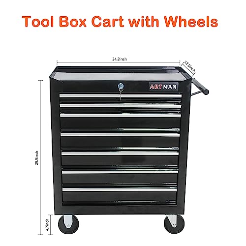 nifoti 7 Drawers Tool Cart on Wheels,Multifunctional Rolling Tool Chest Tool Storage,Drawers Rolling Tool Trolley Organizer Tool Case for nifoti