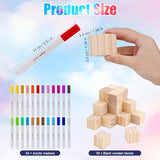 PEUTIER 75pcs Baby Wooden Shower Games Kit, 50 DIY Baby Unfinished Shower Block with Game Sign 24 Acrylic Paint Marker Baby Cubes Crafts Game Prizes PEUTIER