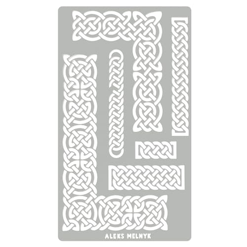 Aleks Melnyk #36.2 Small Border Stencil for Scrapbooking, Celtic Knot, Ornate Viking Stencil, Stainless Steel Journal Stencil, Metal Stencil for - WoodArtSupply