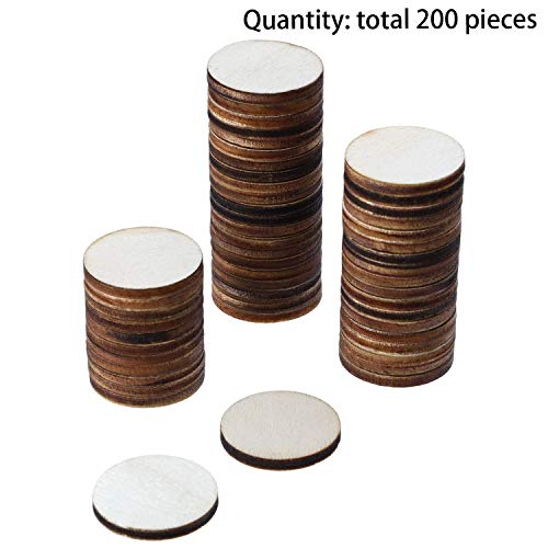 Boao 200 Pieces 1 Inch Unfinished Wood Slices Round Disc Circle Wood Pieces Wooden Cutouts Ornaments for Craft and Decoration - WoodArtSupply