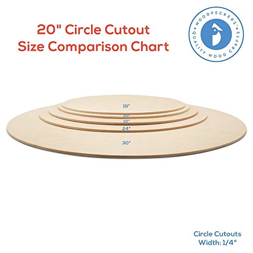 Wood Circles 20 inch, 1/4 Inch Thick, Birch Plywood Discs, Pack of 1 Unfinished Wood Circles for Crafts, Wood Rounds by Woodpeckers