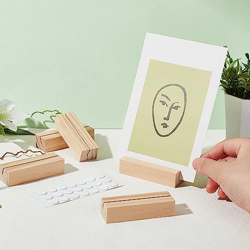 OLYCRAFT 20PCS Wood Place Card Holders Wood Name Card Holder Table Number Stands for Wedding Party Events Decoration Double Side Display Mini OLYCRAFT