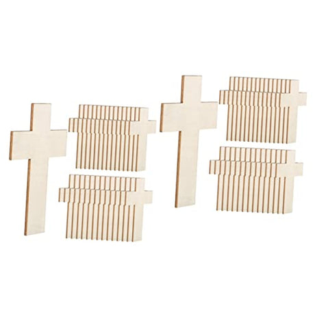 NOLITOY 60 Pcs Easter Cross Home Decor Cross Shape Wood Slices Wood Crafts Wooden Crafts Wooden Cross Cutouts Blank Wooden Cutout Wooden Chips Adorn NOLITOY