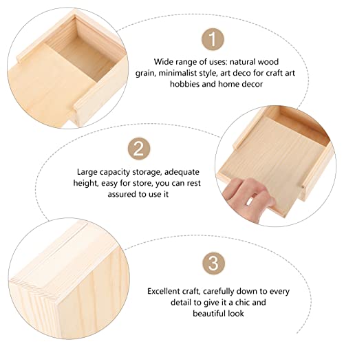 Toddmomy 3pcs Box Wooden Drawer Rustic Case Small Decorative Wooden Unfinished Retro Decor Miniture Decoration Tablescape Decor Wood Trim Desktop