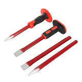 RHBLME 4PCS Masonry Chisel with Hand Protection, 12 Inch Heavy Duty Chisel Set - 2 PCS Flat Head Chisel & 2 PCS Pointed Head Chisel - Used for RHBLME