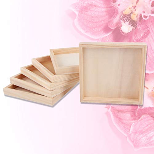 Homoyoyo Square Serving Tray 18Pcs Unfinished Wood Panels Tray Small Wood Serving Tray for Crafts Wooden Panel Boards for Painting Pouring Arts Blank Homoyoyo