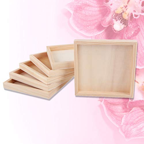 Homoyoyo Square Serving Tray 18Pcs Unfinished Wood Panels Tray Small Wood Serving Tray for Crafts Wooden Panel Boards for Painting Pouring Arts Blank