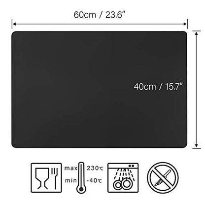 Gartful Black Extra Large Silicone Mat, 23.6 x 15.7 inches Silicone Craft Sheet, Resin Casting Molds Mat, Countertop Protector, Placemat Table Saver