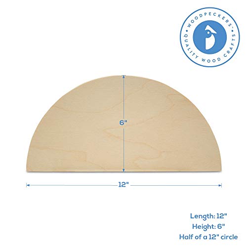 Half Circle Cutouts 12 inch, Pack of 3 Semicircle Wooden Cutouts for Crafts, Wood Signs & Unfinished Wood Door Hangers, by Woodpeckers - WoodArtSupply