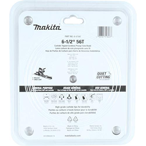 Makita B-57342 6-1/2" 56T Carbide-Tipped Cordless Plunge Saw Blade ...