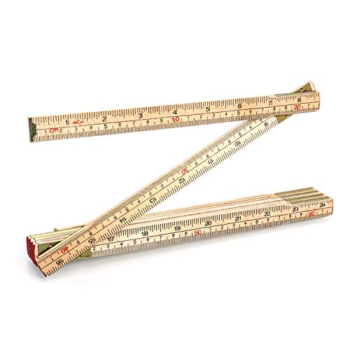 QWORK Folding Wood Rule, 6 FT 6 Inch Foldable Ruler with US and Metric Measurements for Carpenters QWORK