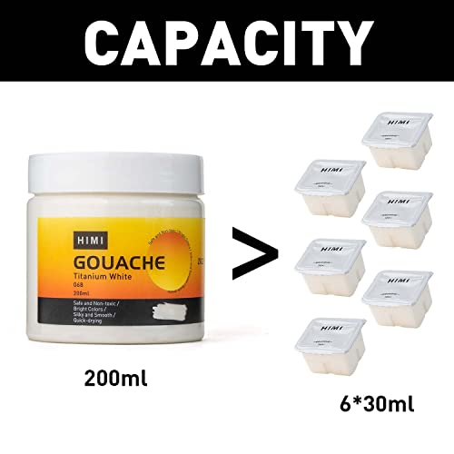 HIMI Gouache Refill Paints,White Color(200 ml Bottles), Non Toxic Paint for Canvas and Paper, Art Supplies for Professionals, Students(White) - WoodArtSupply