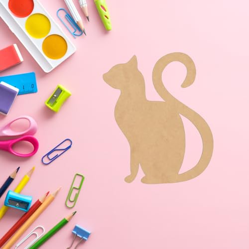 Blank Cat with Tail Wooden 5" Cutout, Unfinished Wood Paintable MDF 1/8" DIY Animal Craft NEXTCraft