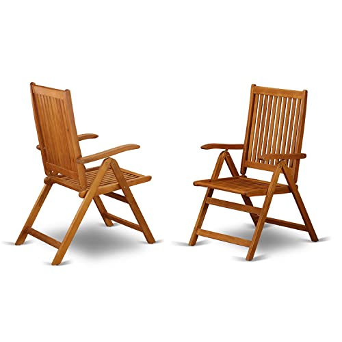 East West Furniture BCNC5NA Outdoor Folding arm Chair, Natural Oil East West Furniture