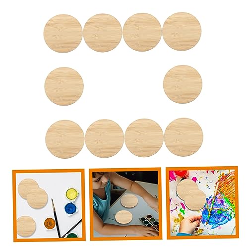 Tofficu 10pcs Round Bamboo Unfinished Circle Graffiti Bamboo Slices Unfinished Bamboo Slices Painting Materials Unfinished Round Chips DIY Graffiti Tofficu