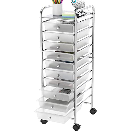 SimpleHouseware Utility Cart with 10 Drawers Rolling Storage Art Craft Organizer on Wheels, Metal Simple Houseware
