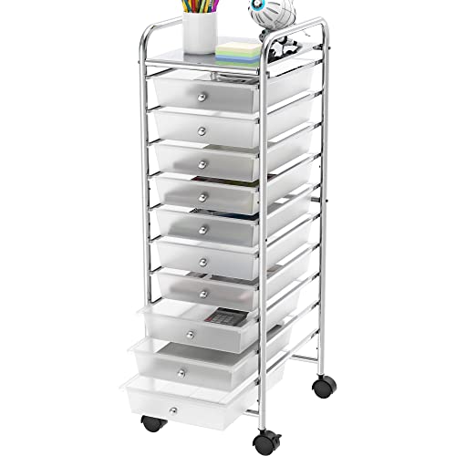 SimpleHouseware Utility Cart with 10 Drawers Rolling Storage Art Craft Organizer on Wheels, Metal - WoodArtSupply