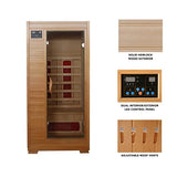 Radiant Saunas BSA2400 1-2 Person Hemlock Ceramic Infrared Sauna,Brown Blue Wave
