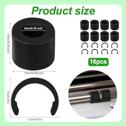 8pcs Rubber Roller Resolution for Cricut Maker and 8pcs Rubber Roller Replacement, Keep Rubber from Moving Retaining Clip Rings Compatible with