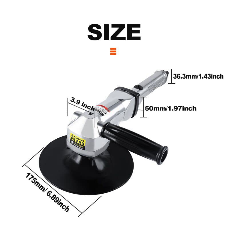 7-Inch Pneumatic Sander Heavy Duty Wet Air Sander/Polisher,Lightweight at 5.47 lbs,Adjustable Speed Up to 2500rpm Pneumatic Polisher Hand Sanding YPCOO