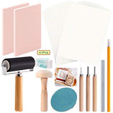 Keadic 41 Pieces Rubber Stamp Making Kit, Includes 2 Rubber Stamps Carving Blocks, 3 Carving Tools & Whetstone, Tracing Papers, Brayer Roller, Block Keadic