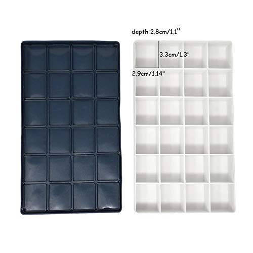 Honbay 24 Deep Compartments Plastic Paint Palette Paint Tray with Soft Lid for Watercolors, Gouache, Acrylic and Oil Paint HONBAY