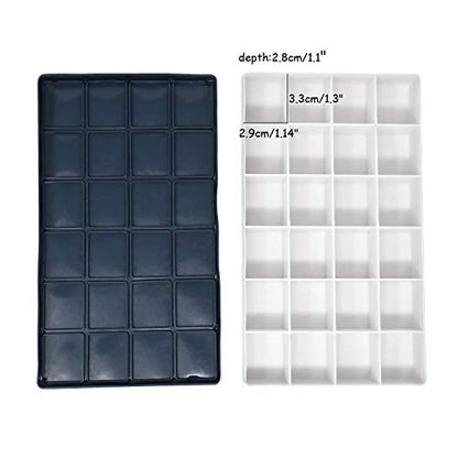 Honbay 24 Deep Compartments Plastic Paint Palette Paint Tray with Soft Lid for Watercolors, Gouache, Acrylic and Oil Paint - WoodArtSupply