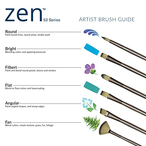 Royal & Langnickel Zen 5 Piece Long Handle Acrylic & Oil Filbert Variety Paint Brush Set - WoodArtSupply