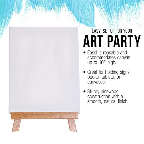 U.S. Art Supply 8" x 8" Stretched Canvas with 10.5" Tabletop Display Stand A-Frame Artist Easel Kit (Pack of 6) - Beechwood Tripod, Kids Students US Art Supply