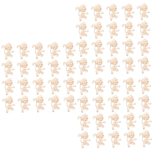 VILLCASE 60 pcs Christmas Tree Hanging Ornaments Unfinished Wood Monkey Cutout Shapes Wood Letters Crafts Christmas Desktop Decor Desk Topper DIY VILLCASE