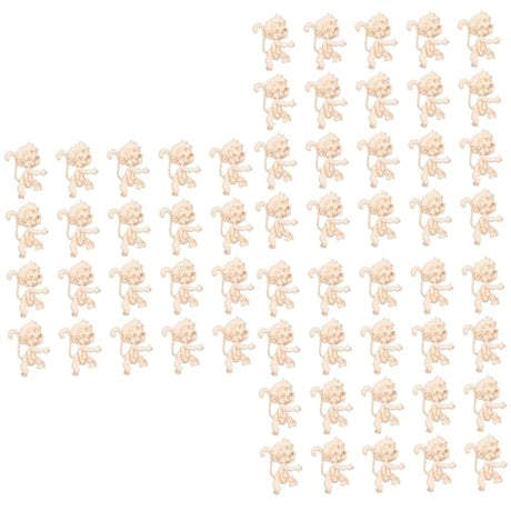 VILLCASE 60 pcs Christmas Tree Hanging Ornaments Unfinished Wood Monkey Cutout Shapes Wood Letters Crafts Christmas Desktop Decor Desk Topper DIY VILLCASE