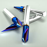 Engraving CNC Wood Carving Router Bit Set 1/4 Inch Shank 15°, 20°, 60°, 90° Engraving Bits with Nano Blue Coated, 2 Flutes Straight CNC V-bit Carzces