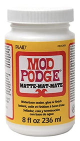 Decoupage Kit | Set 8oz Bottles of Mod Podge Waterbase Sealer/Glue/Finish (Matte + Gloss Finish) | 4pk Foam Brush Set PAINT