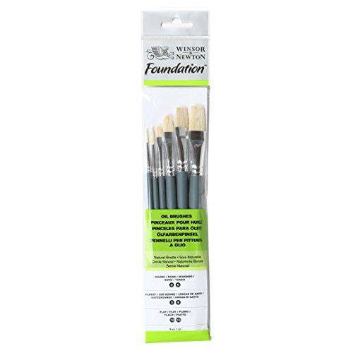 Winsor & Newton Foundation Oil Brush, Set of 6, 7 x 1 x 4.3 cm, Multicoloured - WoodArtSupply