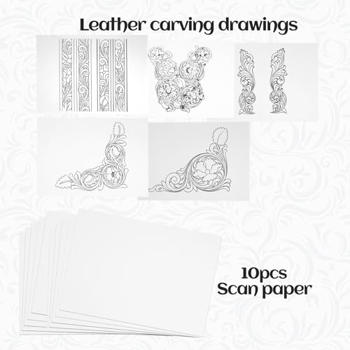 QMNNMA Leather Scriber Pen, Pointy Stainless Steel Picker Pen with Leather Carving Pattern Description Paper for DIY Crafts, Leather Line Description QMNNMA