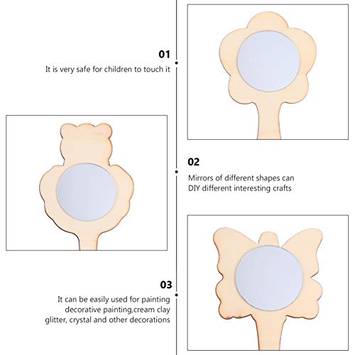 Beaupretty 15pcs Small Wooden Mirror Kids Toys Mirrors Vanity Mirror Single Side Hand Mirror Kids Art Painting Toy Travel Makeup Mirror Unfinished