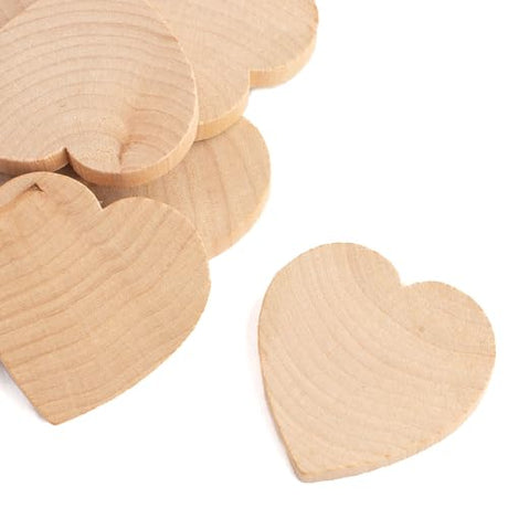 Factory Direct Craft Pack of 24 Unfinished Wood Heart Cutouts - 2" W x 2" H x 1/4" Thick Wooden Heart Shapes for DIY Craft Projects Factory Direct Craft