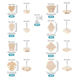 Craftdady 16 Pairs Unfinished Wood Stud Earring Posts Findings Heart Teardrop Leaf Wooden Earring Blanks Earring Making Supplies with Earring Backs Craftdady