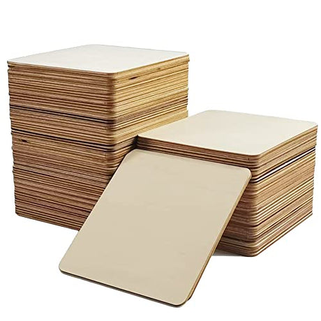 WLIANG 30 Pcs Unfinished Wood Pieces, Natural Blank 6 X 6 Inch Wood Squares, Wooden Square Cutouts Tiles for DIY Crafts Painting, Coasters Engraving, WLIANG