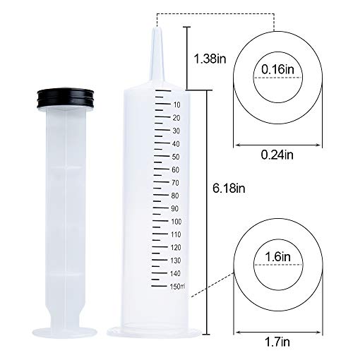 3 Pcs 150ml Large Syringes, Sterile and Individual Sealed, Easy to Use and Clean, Plastic Garden Syringe for Liquid, lip Gloss, Paint, Epoxy Resin, A AKRAF