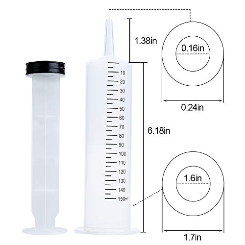 3 Pcs 150ml Large Syringes, Sterile and Individual Sealed, Easy to Use and Clean, Plastic Garden Syringe for Liquid, lip Gloss, Paint, Epoxy Resin, - WoodArtSupply