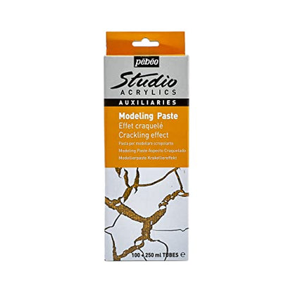 Pebeo Phase Kit-2 Tubes 100 ml + 250 ml Studio Acrylics Modelling Paste Crackled Effect White, Small - WoodArtSupply