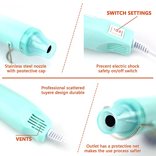 Mini Heat Gun for Crafts, 300W, Ergonomic Lightweight Hot Air Gun, Craft Supplies for Embossing, Acrylic Pouring, and Drying Resin WRVCSS