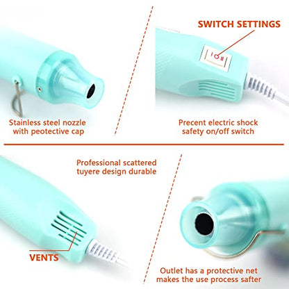 Mini Heat Gun for Crafts, 300W, Ergonomic Lightweight Hot Air Gun, Craft Supplies for Embossing, Acrylic Pouring, and Drying Resin