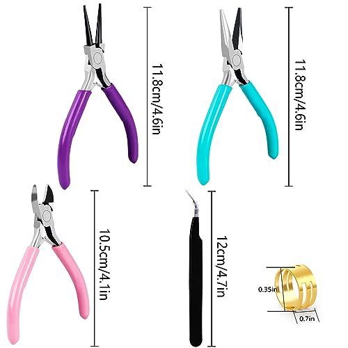 3Pcs Jewelry Pliers Jewelry Making Pliers Tools Kit with Needle Nose Pliers/Round Nose Pliers/Chain Nose Pliers Wire Cutters for Wire Wrapping URSKYTOUS