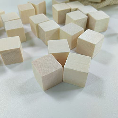 100 pcs, 3/5 Inch, Small Wooden Cubes, Mini Wooden Blocks, Unfinished Wood Blocks for Arts Crafts and DIY Projects
