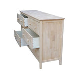 International Concepts Dresser with 6 Drawers, Unfinished IC International Concepts